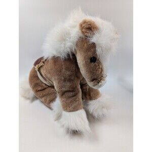 VTG KB Bros Plush Clydesdale Horse 14” Brown White Mane Saddle Stuffed Horse